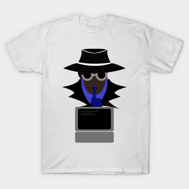 Lady Black Shush (Afro W/Computer): A Cybersecurity Design T-Shirt by McNerdic